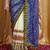 blue kutchi embroidery georgette saree with blouse