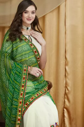 Riva enterprise women's designer kutchi embroidery georgette saree with blouse