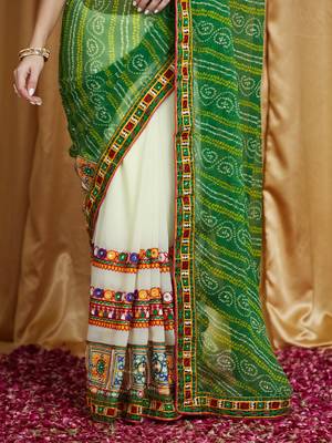 Riva enterprise women's designer kutchi embroidery georgette saree with blouse 4