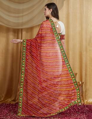 Riva enterprise women's designer kutchi embroidery georgette saree with blouse 2