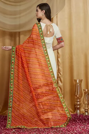 Riva enterprise women's designer kutchi embroidery georgette saree with blouse