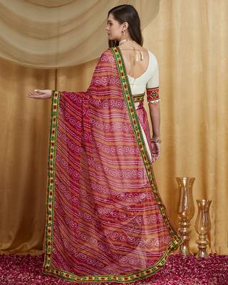 Riva enterprise women's designer kutchi embroidery georgette saree with blouse 2