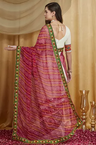 Riva enterprise women's designer kutchi embroidery georgette saree with blouse