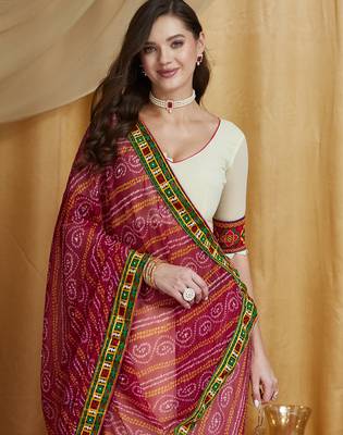 Riva enterprise women's designer kutchi embroidery georgette saree with blouse 3