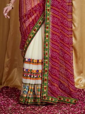 Riva enterprise women's designer kutchi embroidery georgette saree with blouse 4