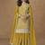 Yellow chinon silk embroidered sharara suit