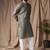 Mehandi green color blended linen weaved kurta for festive
