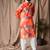 Orange color blended linen weaved kurta for festive