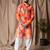 Orange color blended linen weaved kurta for festive