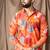 Orange color blended linen weaved kurta for festive