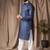 Blue color blended linen weaved kurta for festive