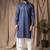 Blue color blended linen weaved kurta for festive