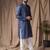Blue color blended linen weaved kurta for festive
