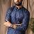 Blue color blended linen weaved kurta for festive