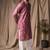 Mauve color blended linen weaved kurta for festive