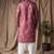 Mauve color blended linen weaved kurta for festive
