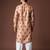 Orangish brown color blended linen weaved kurta for festive