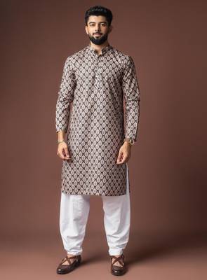 Black color blended linen weaved kurta for festive 1