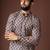 Black color blended linen weaved kurta for festive