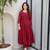 Maroon aari work chanderi stitched pant anarkali