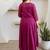 Magenta pink aari work chanderi stitched pant anarkali