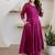 Magenta pink aari work chanderi stitched pant anarkali
