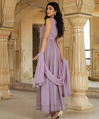 avender georgette embroidered gown with flowing dupatta for festive glamour 4