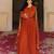 Elegant rust georgette gown with embroidered dupatta for festive occasions