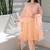 Peach aari work chanderi stitched pant anarkali