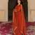 Elegant rust georgette gown with embroidered dupatta for festive occasions