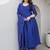 Royal blue aari work chanderi stitched pant anarkali