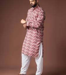Dusty rose color blended linen weaved kurta for festive