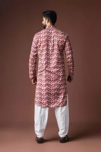 Dusty rose color blended linen weaved kurta for festive