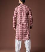 Dusty rose color blended linen weaved kurta for festive