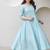 Powder blue aari work chanderi stitched pant anarkali