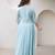 Powder blue aari work chanderi stitched pant anarkali
