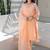 Peach embroidered chanderi stitched pant kurta set