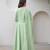 Pista green aari work chanderi stitched pant anarkali
