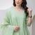 Pista green aari work chanderi stitched pant anarkali