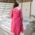 Gulnaar pink embroidered chanderi stitched pant kurta set