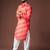 Orange color blended linen weaved kurta for festive