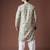 Greenish blue color blended linen weaved kurta for festive