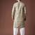 Mehandi green color blended linen weaved kurta for festive