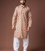 Multi color color blended linen weaved kurta for festive