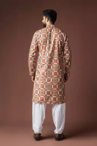 Multi color color blended linen weaved kurta for festive