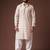 White color blended linen weaved kurta for mehandi