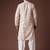 White color blended linen weaved kurta for mehandi