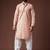 Peach color blended linen weaved kurta for festive
