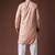 Peach color blended linen weaved kurta for festive