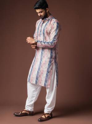 Black color blended linen weaved kurta for haldi 2
